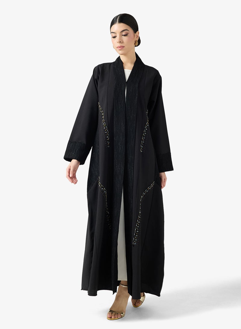 hayas closet Black Embellished Abaya With Sheila - Image 5